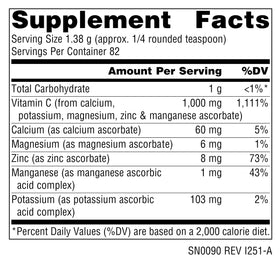 Source Naturals Ascorbate C 4 oz Poudre vue arrière