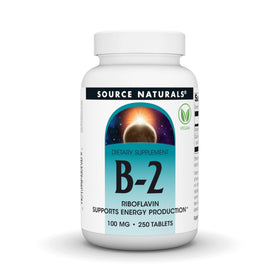 Source Naturals B-2 100 mg comprimés végétaliens devant l'emballage