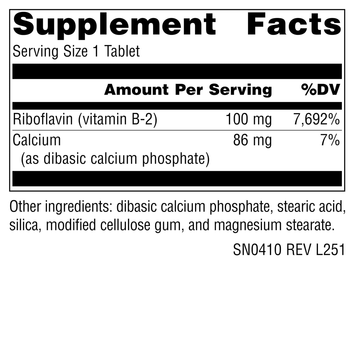 Source Naturals B-2 100 mg comprimés végétaliens sur une surface en bois