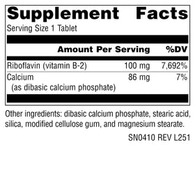 Source Naturals B-2 100 mg comprimés végétaliens sur une surface en bois