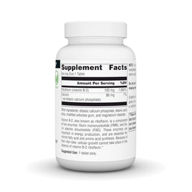 Source Naturals B-2 100 mg vue de côté des comprimés dans le flacon