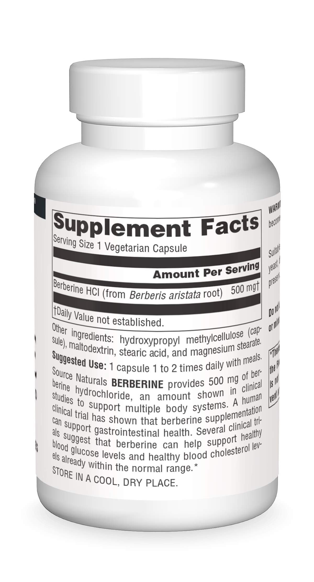 Source Naturals Berberine 500 mg capsule végétarienne sur fond blanc