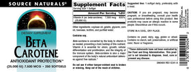 Source Naturals Beta Carotène 7500 mcg gélules molles avec dosage indiqué
