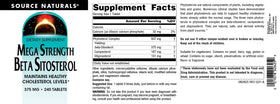 Source Naturals Beta Sitosterol 375mg 240 Tablettes sur fond blanc