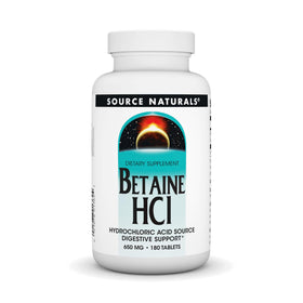 Source Naturals Betaïne HCl 650 mg 180 comprimés vue avant