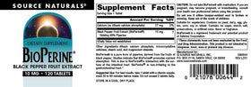 Source Naturals BioPerine 10 mg avec d'autres compléments alimentaires