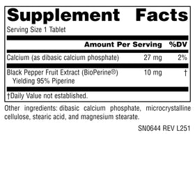 Source Naturals BioPerine 10 mg sur fond blanc