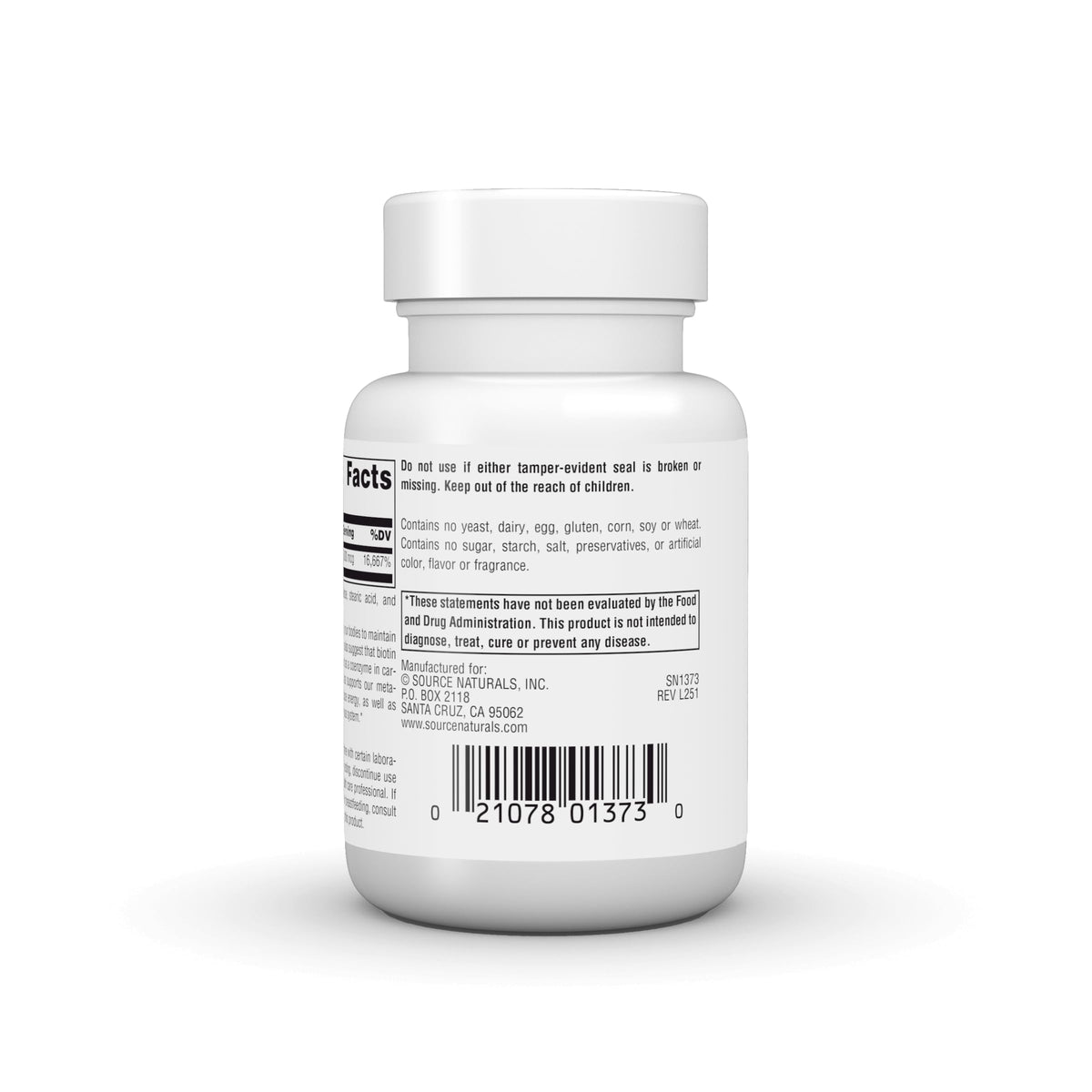 Source Naturals Biotine 5 000 mcg 120 comprimés côté