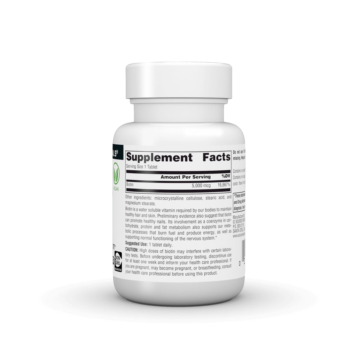 Source Naturals Biotine 5 000 mcg comprimés sur une table