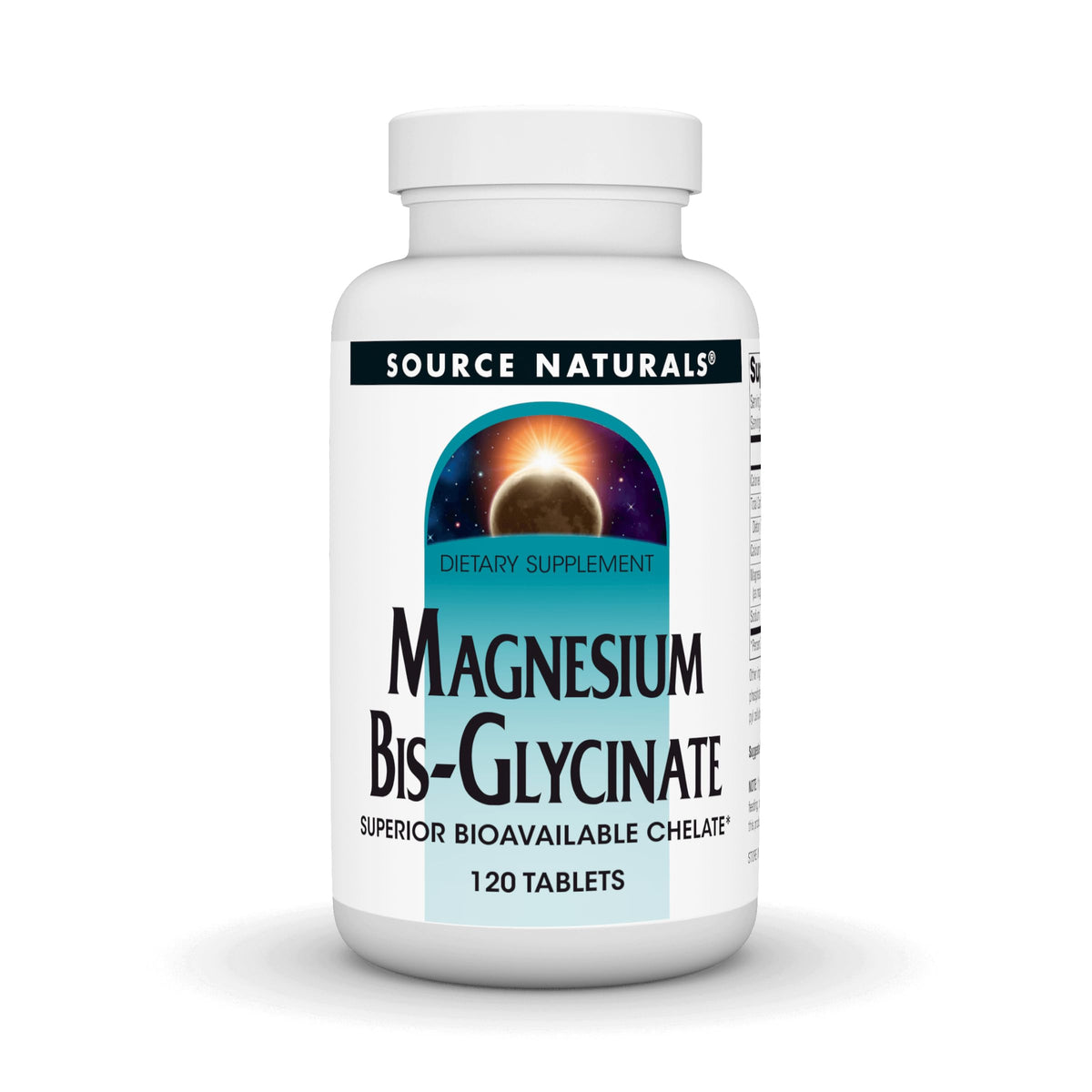 Source Naturals Bis-Glycinate de Magnésium 120 comprimés vue de face