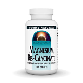 Source Naturals Bis-Glycinate de Magnésium 120 comprimés vue de face