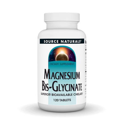 Source Naturals Bis-Glycinate de Magnésium 120 comprimés vue de face
