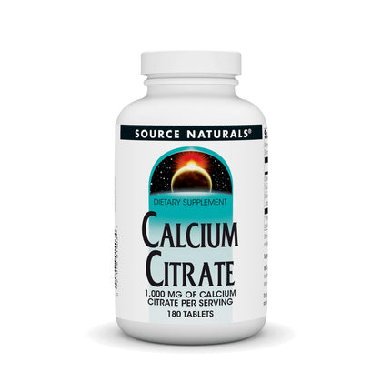 Source Naturals Calcium Citrate 1000 mg 180 comprimés - vue avant