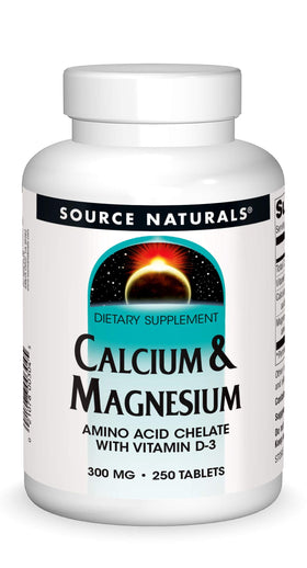 Source Naturals Calcium et Magnésium 300 mg 250 comprimés vue de face