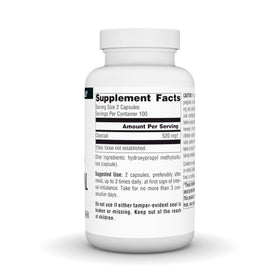 Source Naturals Charbon Actif 260 mg gélules végétariennes, étiquette avec ingrédients