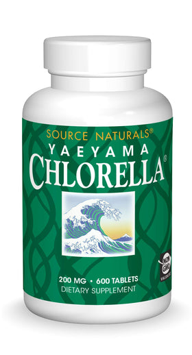 Source Naturals Chlorella 200 mg 600 comprimés végétaliens devant