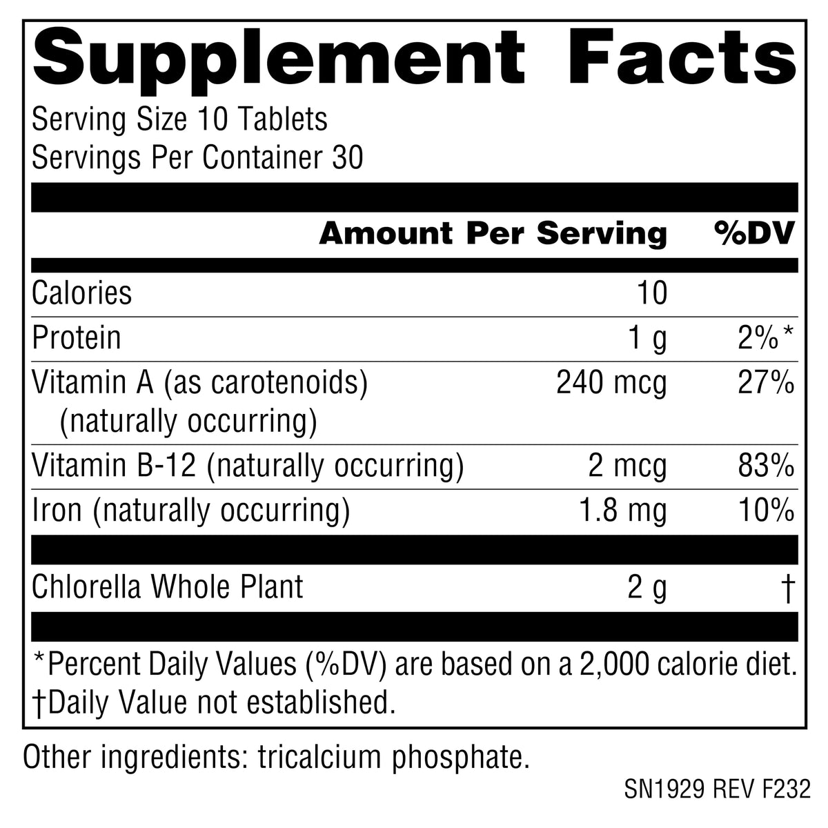 Source Naturals Chlorella Yaeyama 200 mg, comprimés à côté de la boîte