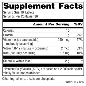 Source Naturals Chlorella Yaeyama 200 mg, comprimés à côté de la boîte