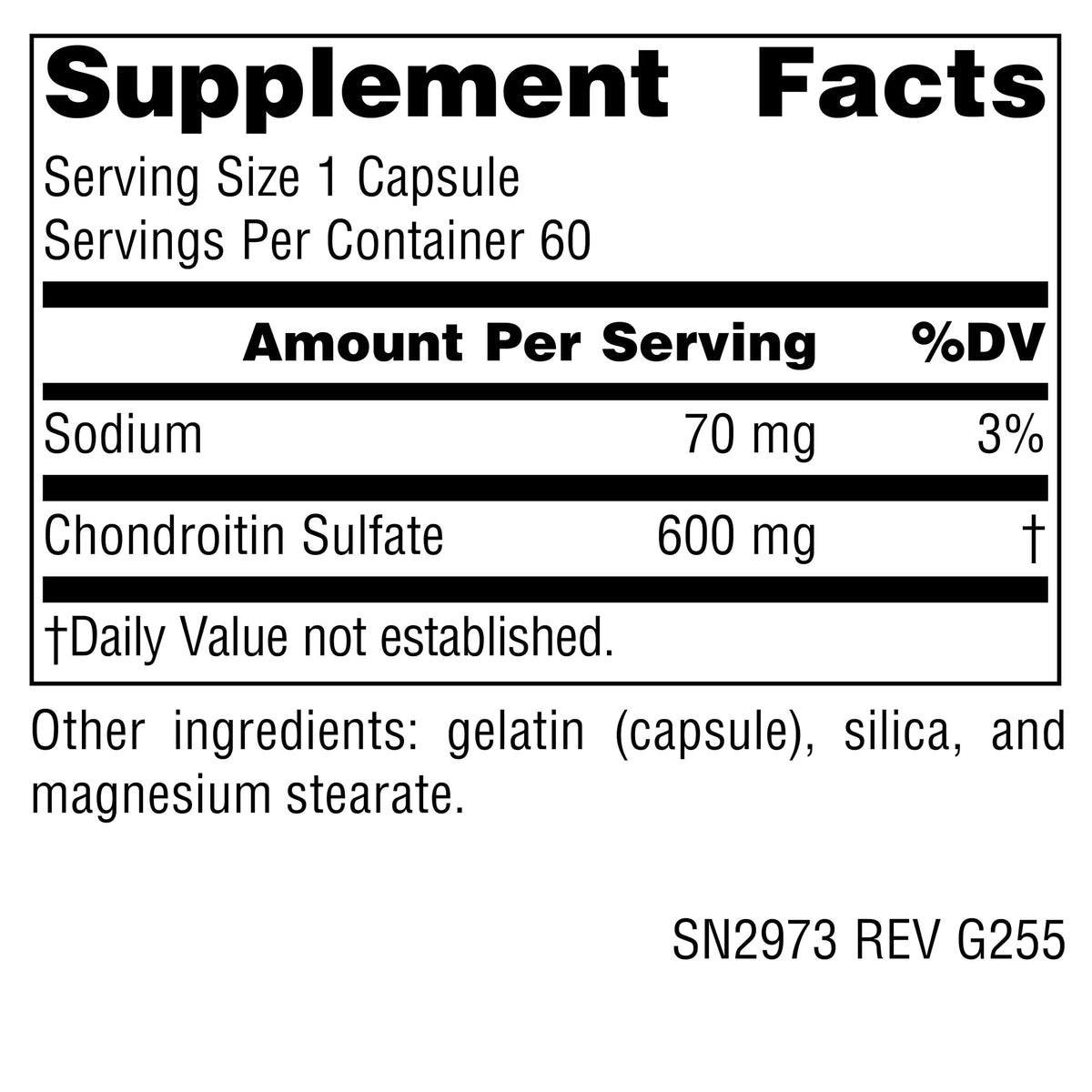 Source Naturals Chondroitin Sulfate 600 mg capsule side view