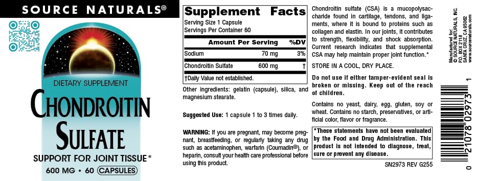 Source Naturals Chondroitin Sulfate capsule in hand