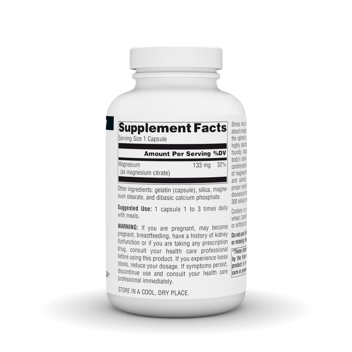Source Naturals Citrate de Magnésium 133 mg capsules ouvertes