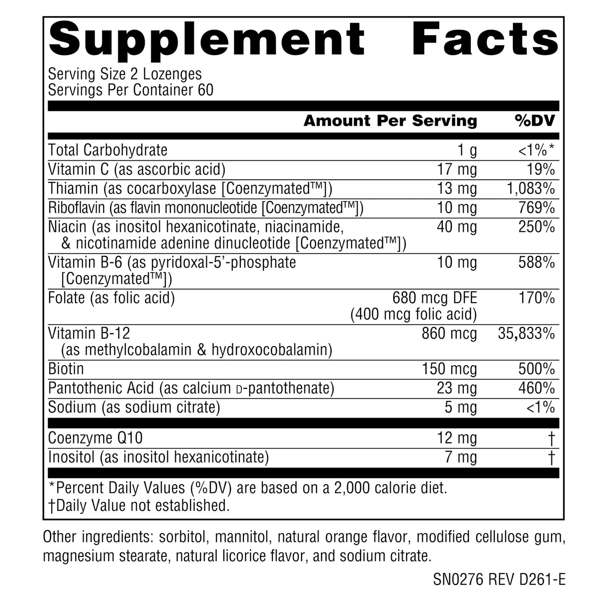 Source Naturals Coenzymate B Complex 120 pastilles orange avec emballage