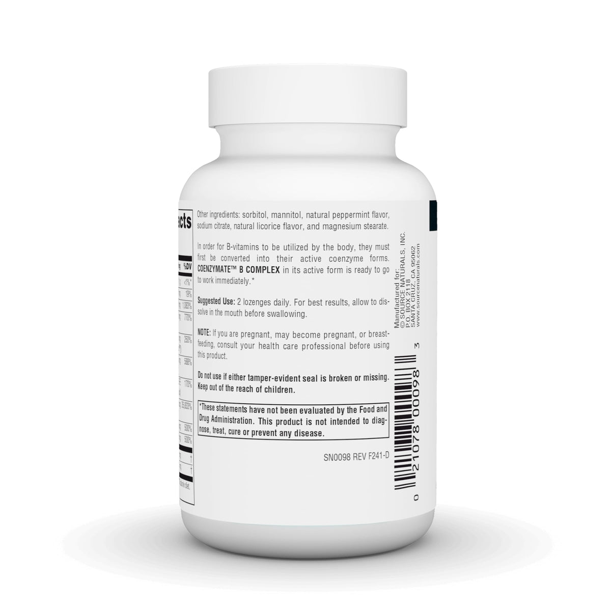 Source Naturals Coenzymate B Complex, présentation des comprimés à dissoudre