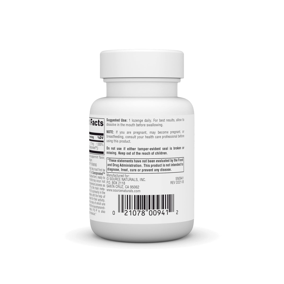 Source Naturals Coenzymated B-6 25mg boîte latérale