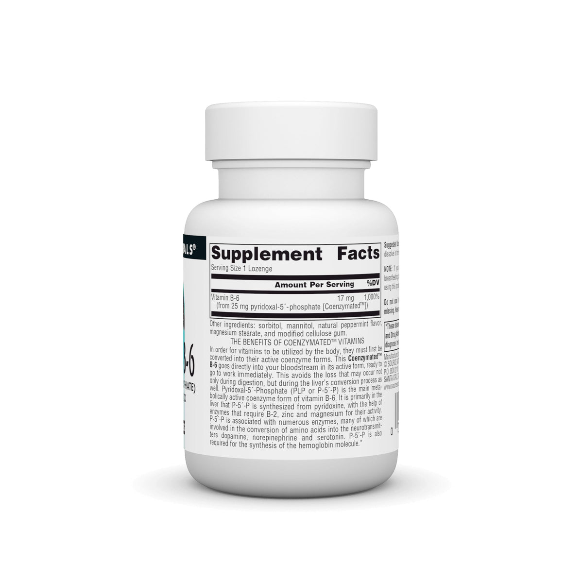 Source Naturals Coenzymated B-6 25mg comprimés sur une table