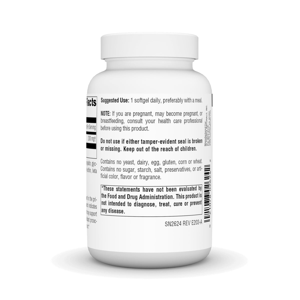 Source Naturals Coenzyme Q10 200 mg gélules souples côté