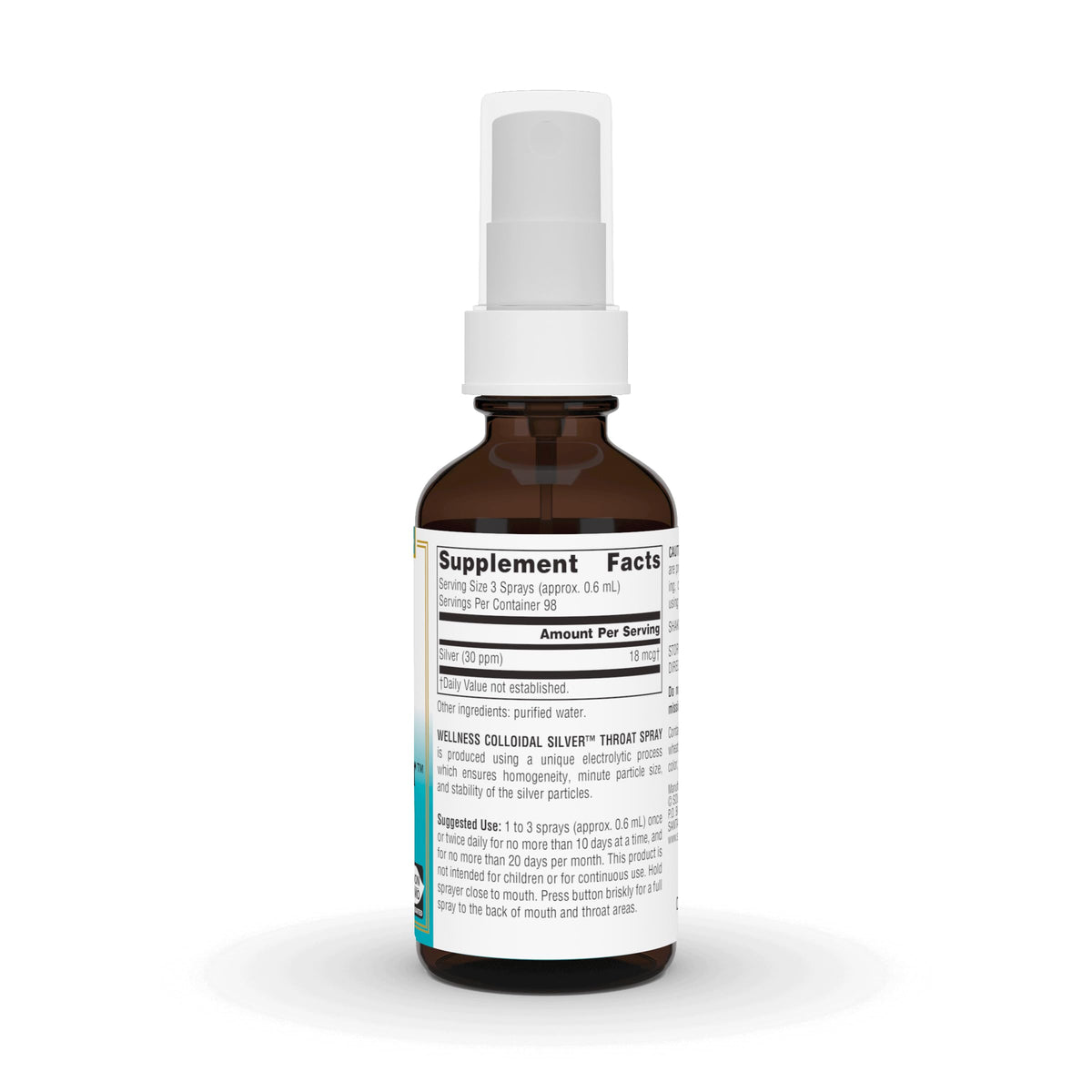 Source Naturals Colloidal Silver Spray 2 oz arrière