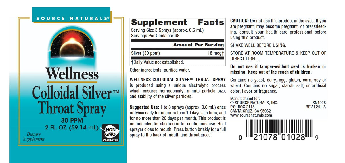 Source Naturals Colloidal Silver Spray 2 oz en situation