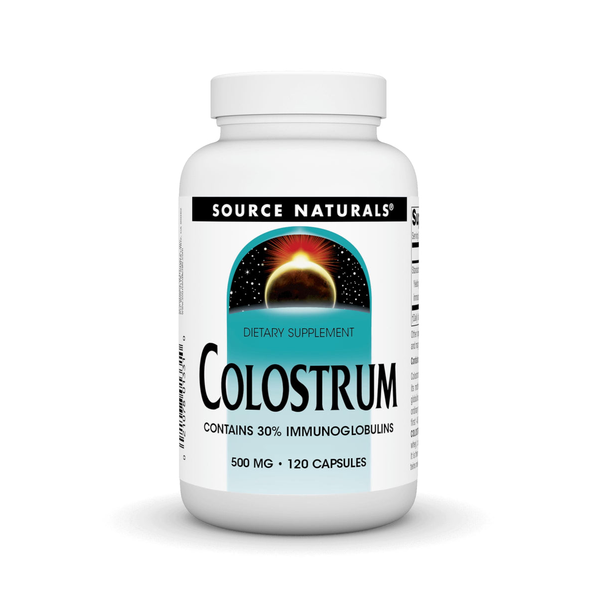 Source Naturals Colostrum 500 mg 120 Capsules vue de face