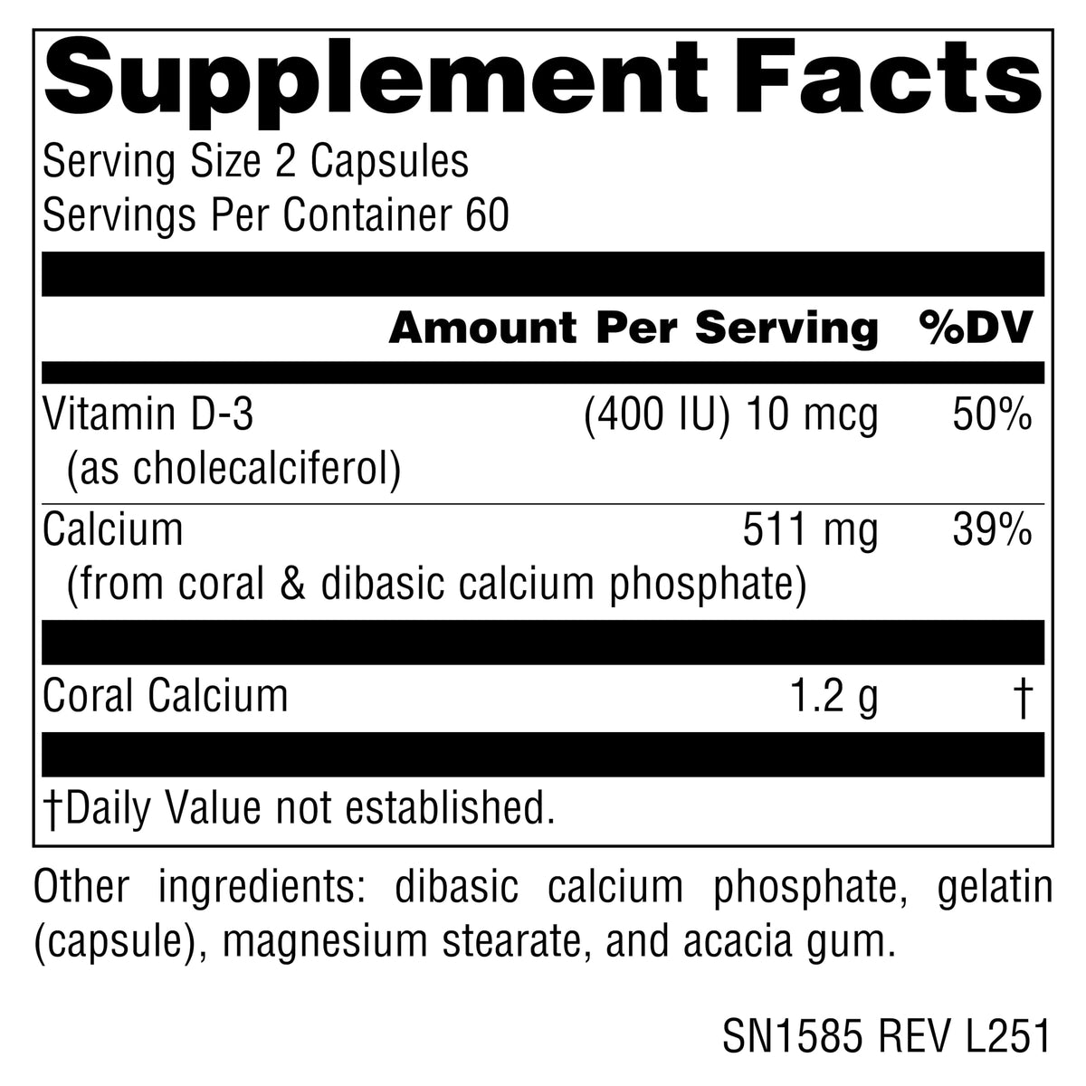 Source Naturals Coral Calcium 600mg bottle side view