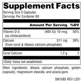 Source Naturals Coral Calcium 600mg bottle side view