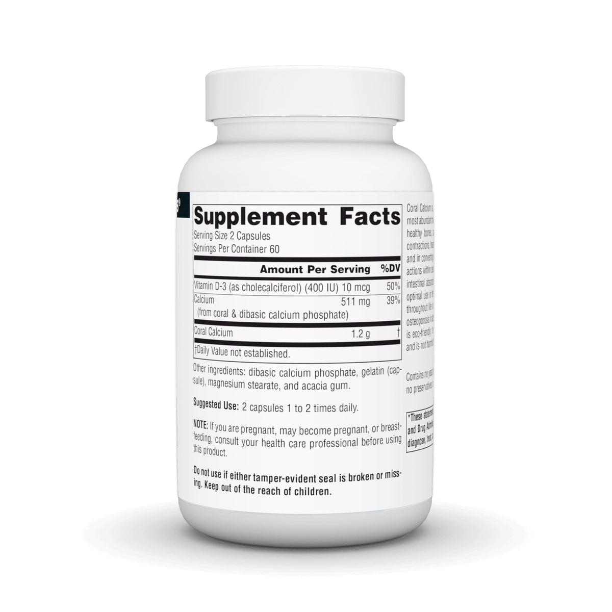 Source Naturals Coral Calcium 600mg capsules close-up