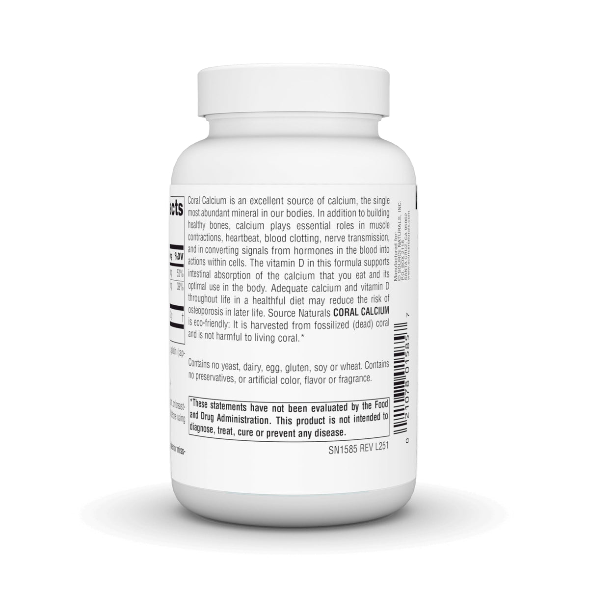 Source Naturals Coral Calcium 600mg packaging details