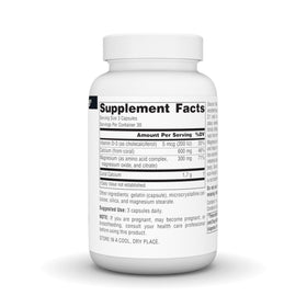 Source Naturals Coral Calcium/Magnesium 90 capsules back view