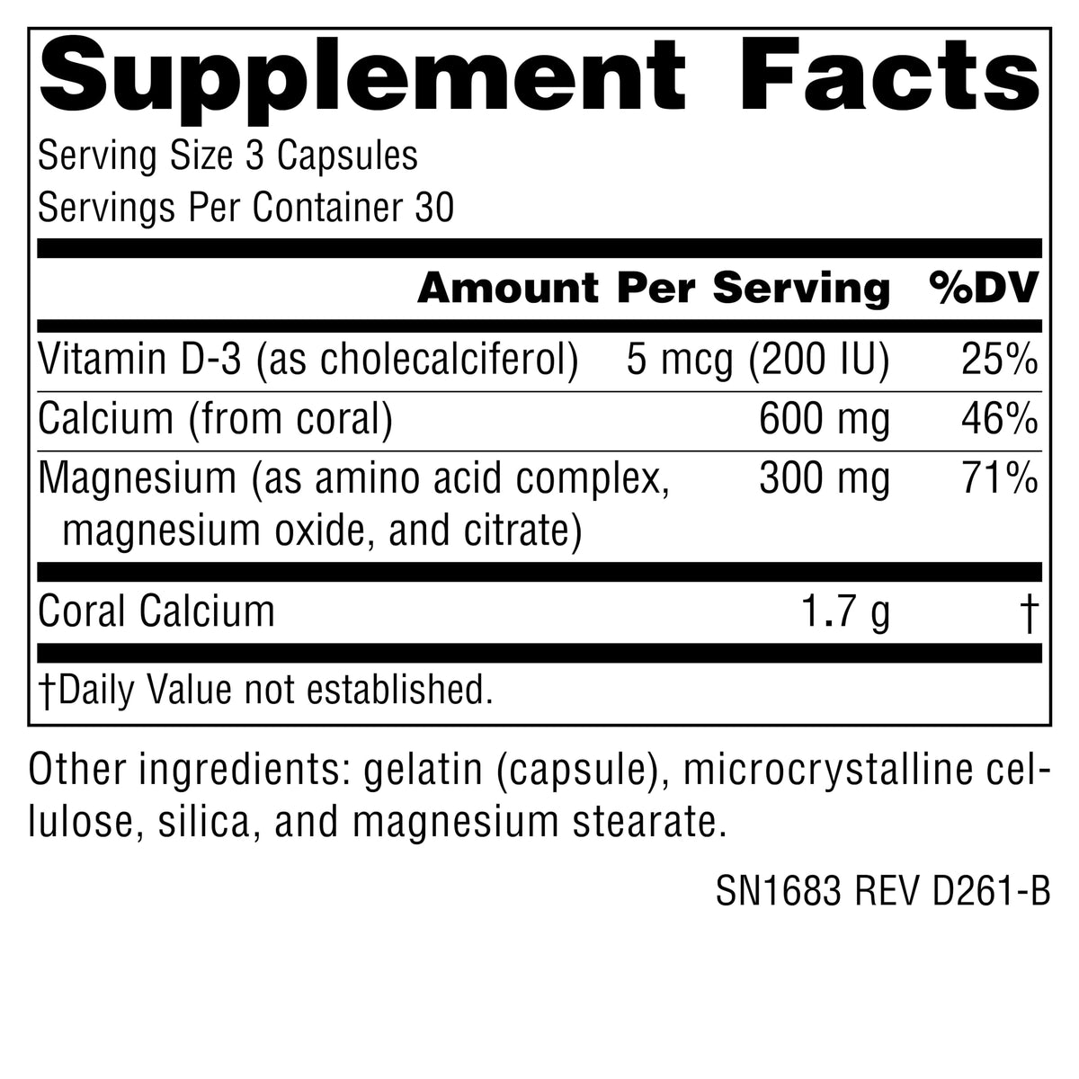Source Naturals Coral Calcium/Magnesium 90 capsules side view