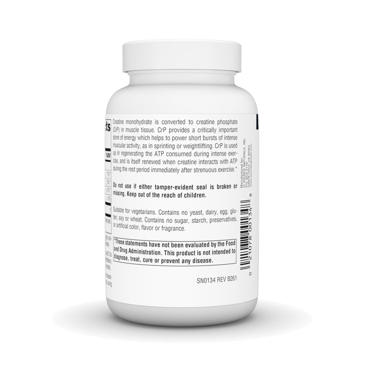 Source Naturals Créatine Monohydrate comprimés dans une main