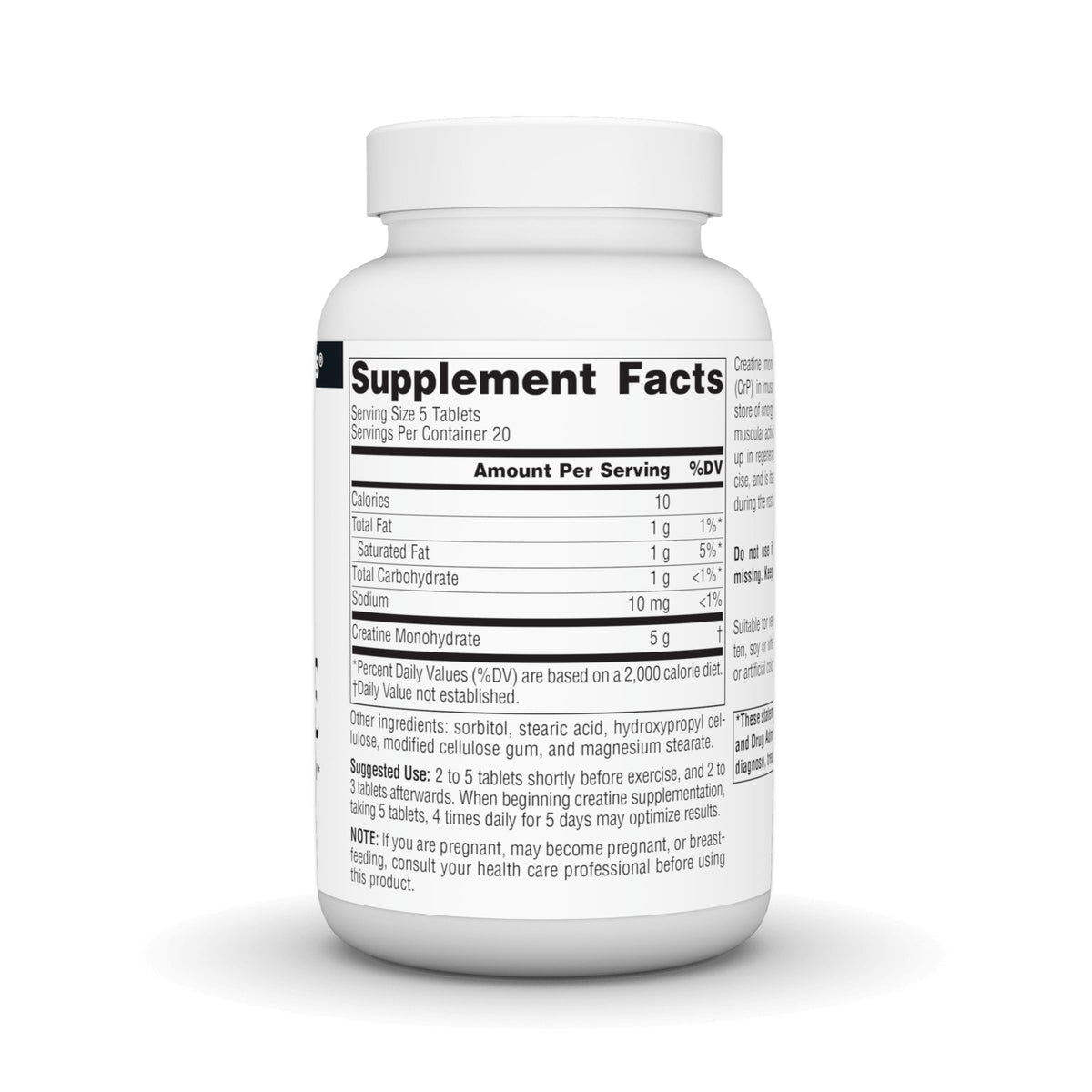 Source Naturals Créatine Monohydrate comprimés sur une surface