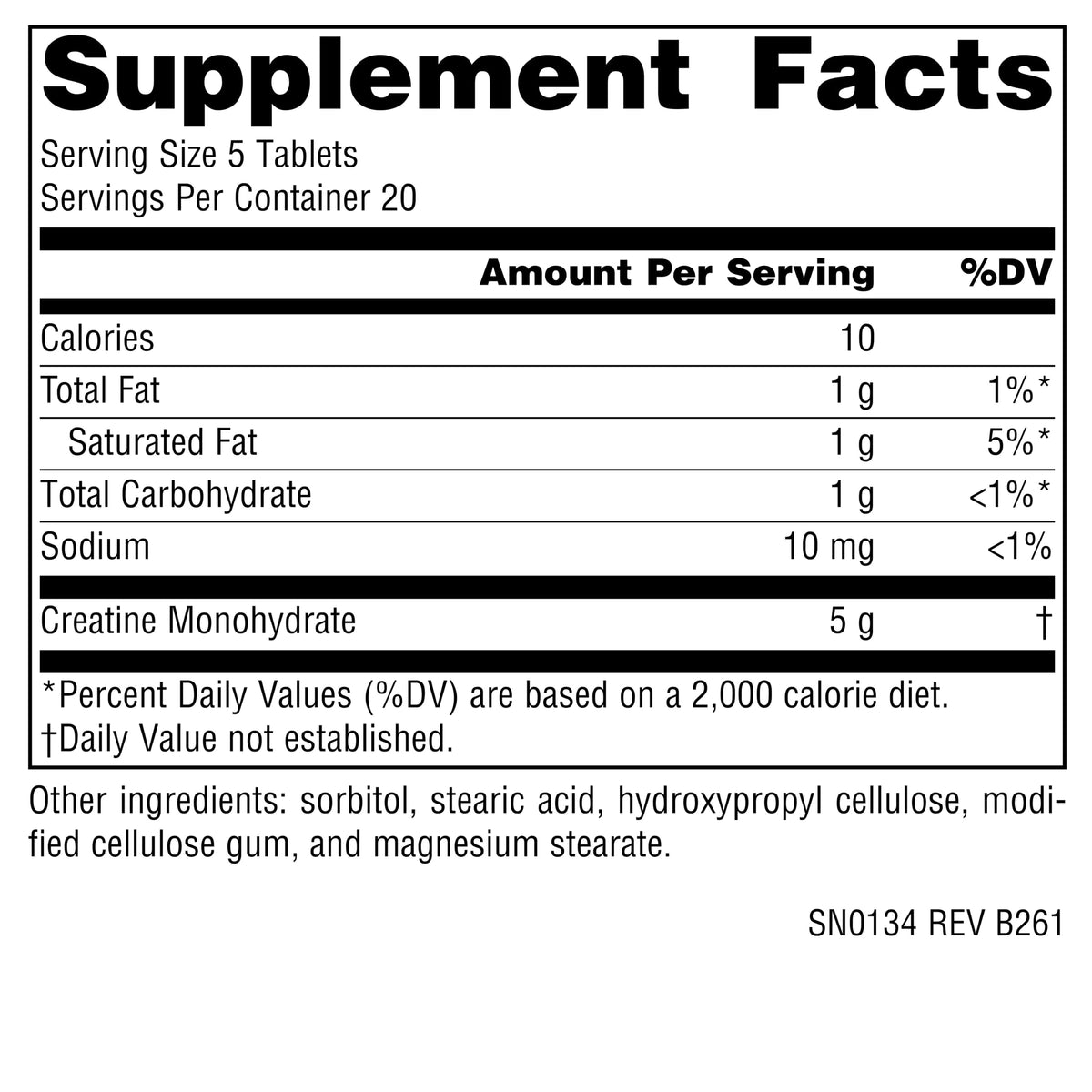 Source Naturals Créatine Monohydrate emballage et étiquette
