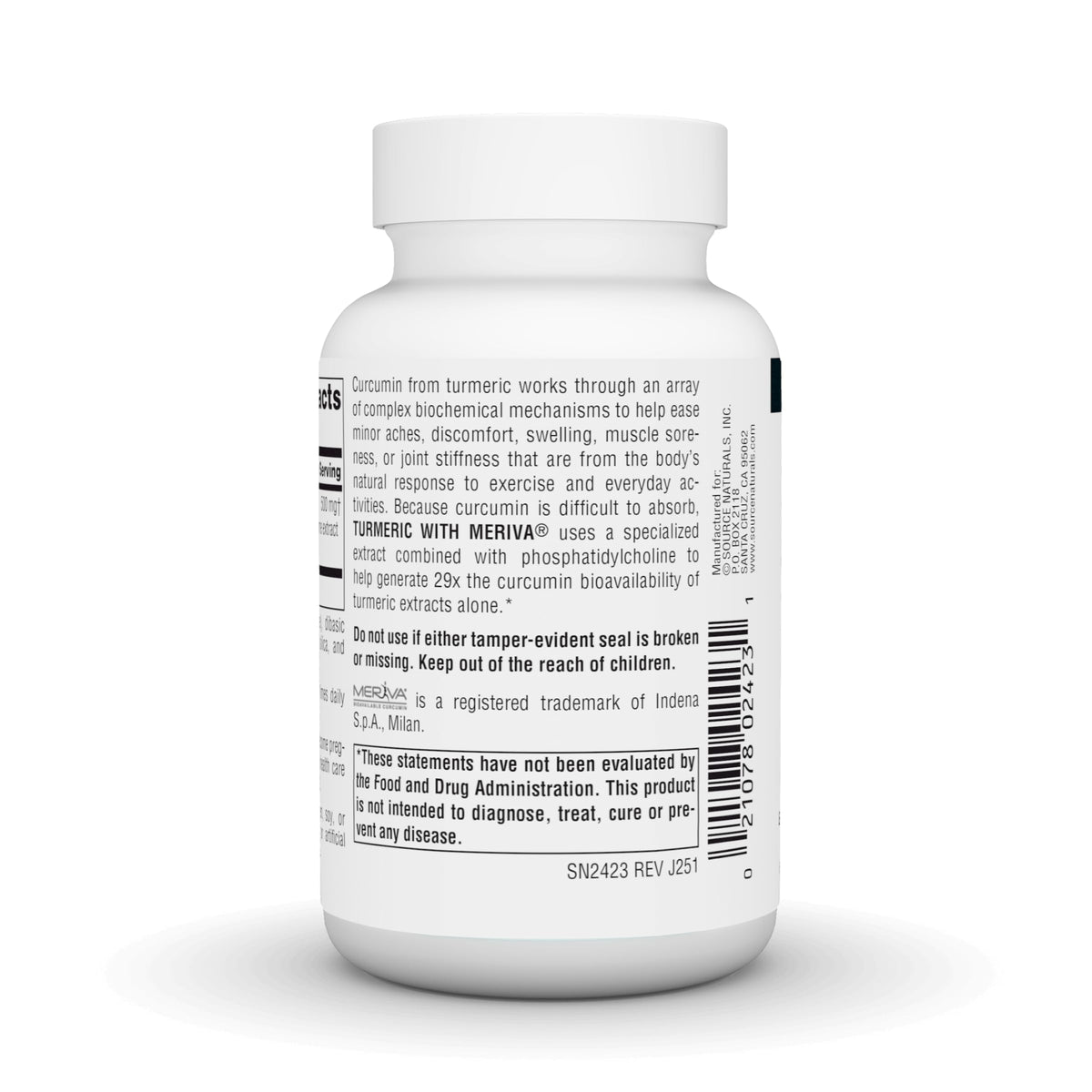 Source Naturals Curcuma avec Meriva 500 mg boîte côté