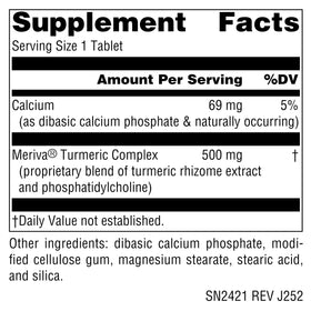 Source Naturals Curcuma avec Meriva 500mg 120 comprimés, vue arrière