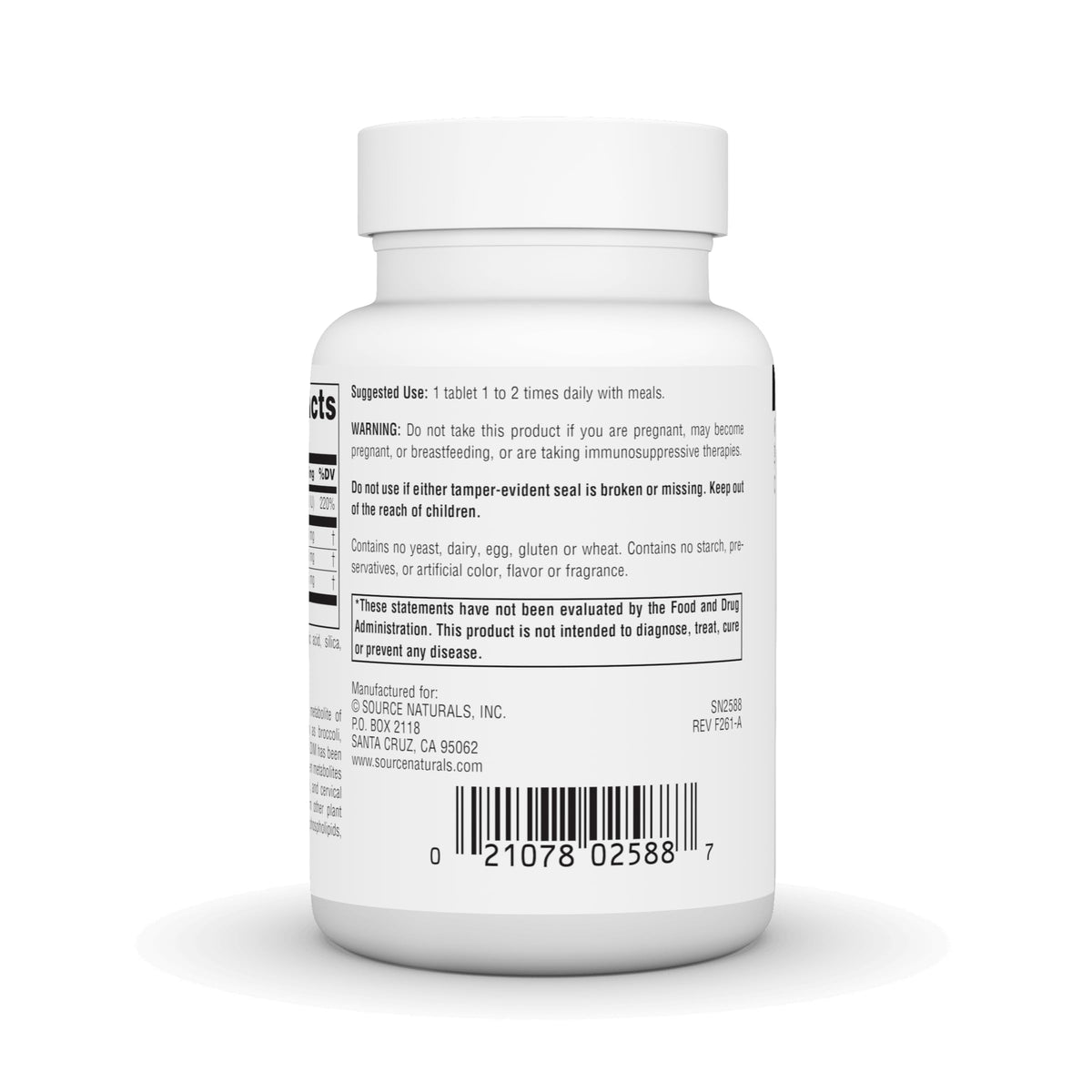 Source Naturals DIM 200mg comprimés végétariens sur une table
