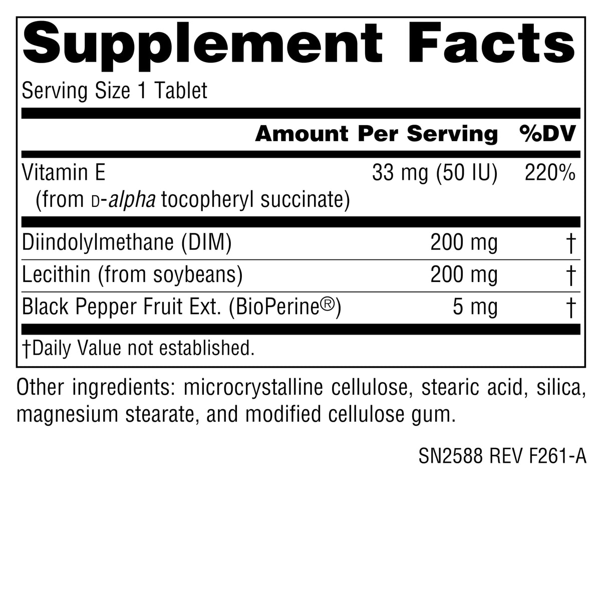 Source Naturals DIM 200mg comprimés végétariens vue arrière