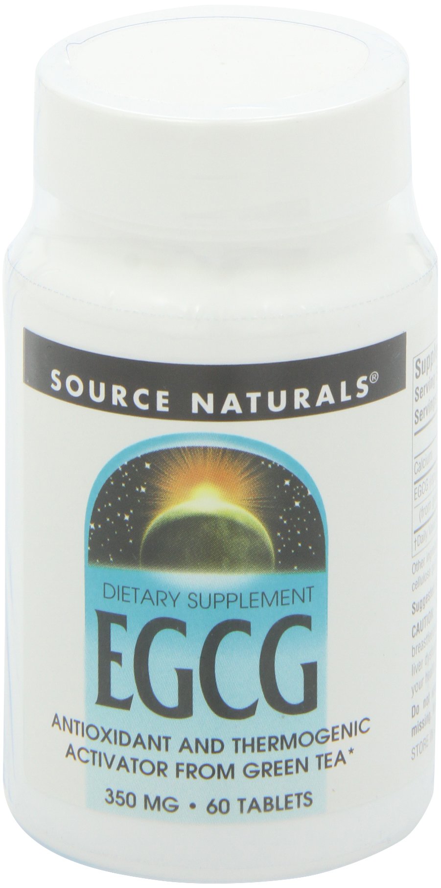 Source Naturals EGCG 350 mg, étiquette avec ingrédients