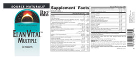 Source Naturals Elan Vital Multivitamines avec des légumes en arrière-plan
