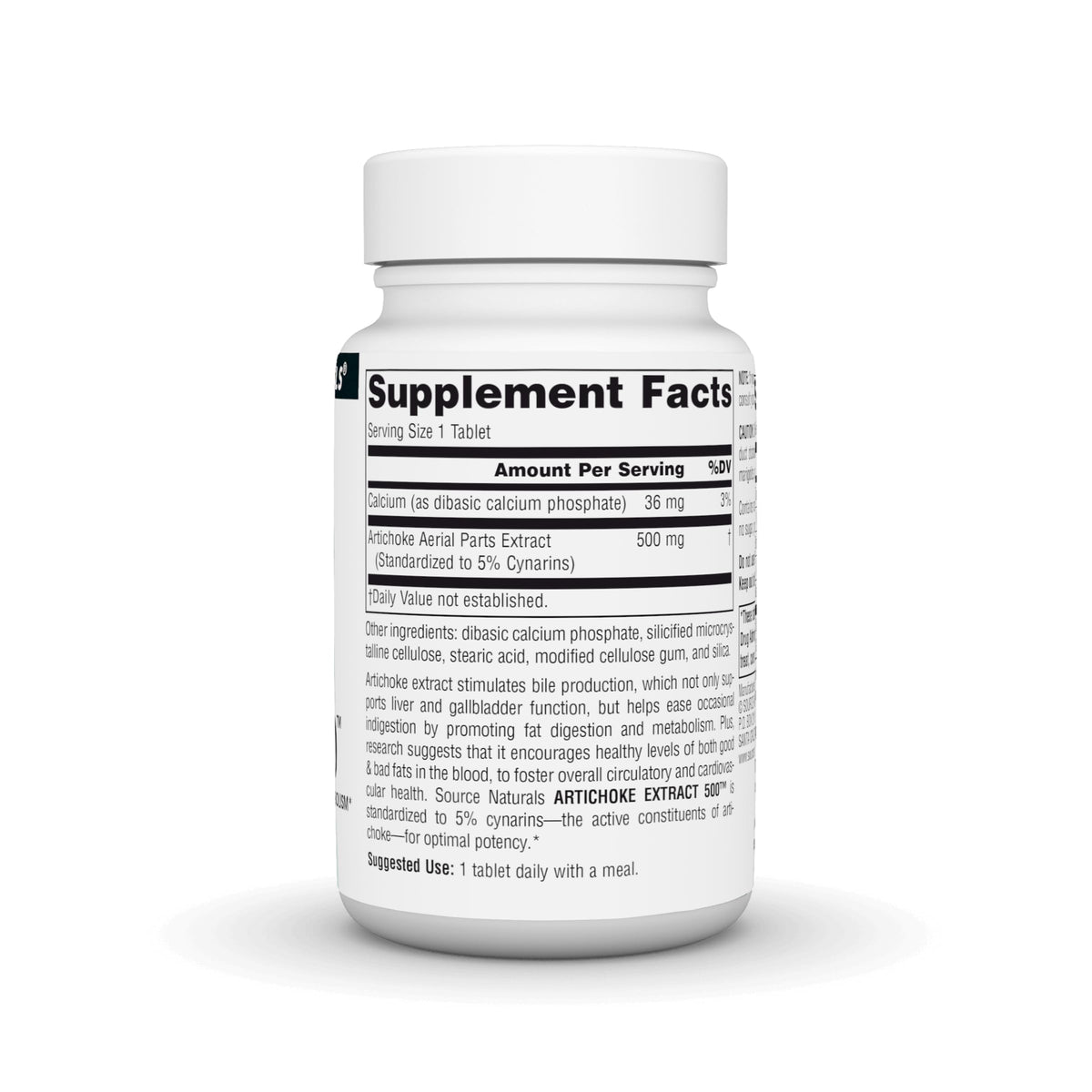 Source Naturals Extrait d'Artichaut 500 mg comprimés en gros plan