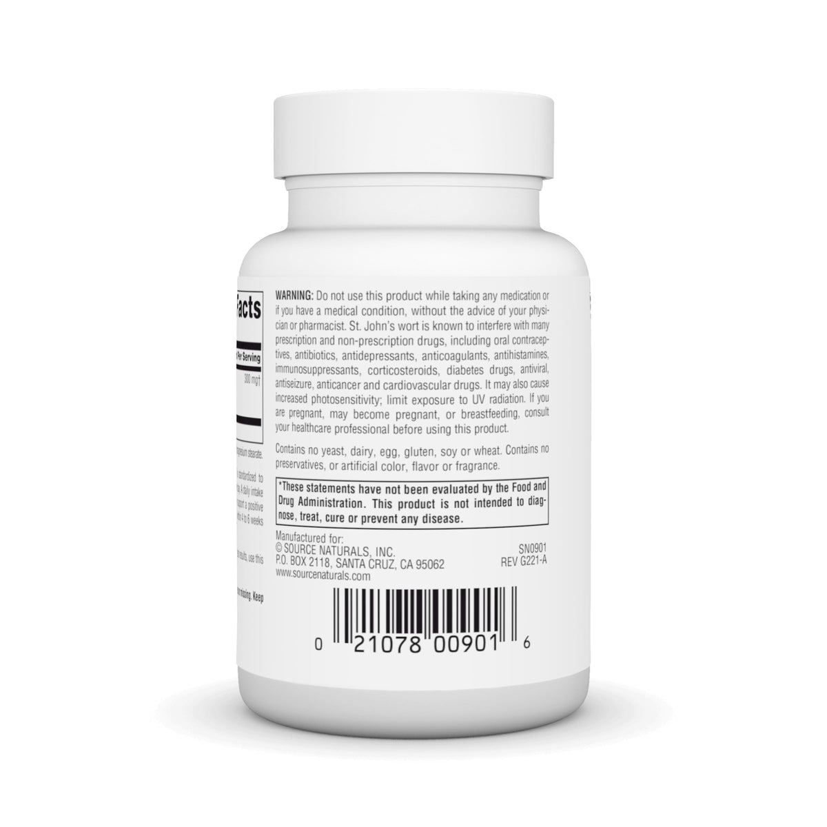 Source Naturals Extrait de Millepertuis 300 mg capsules côté